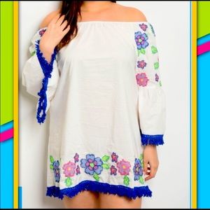 Plus size 3X long bell sleeves off shoulder dress